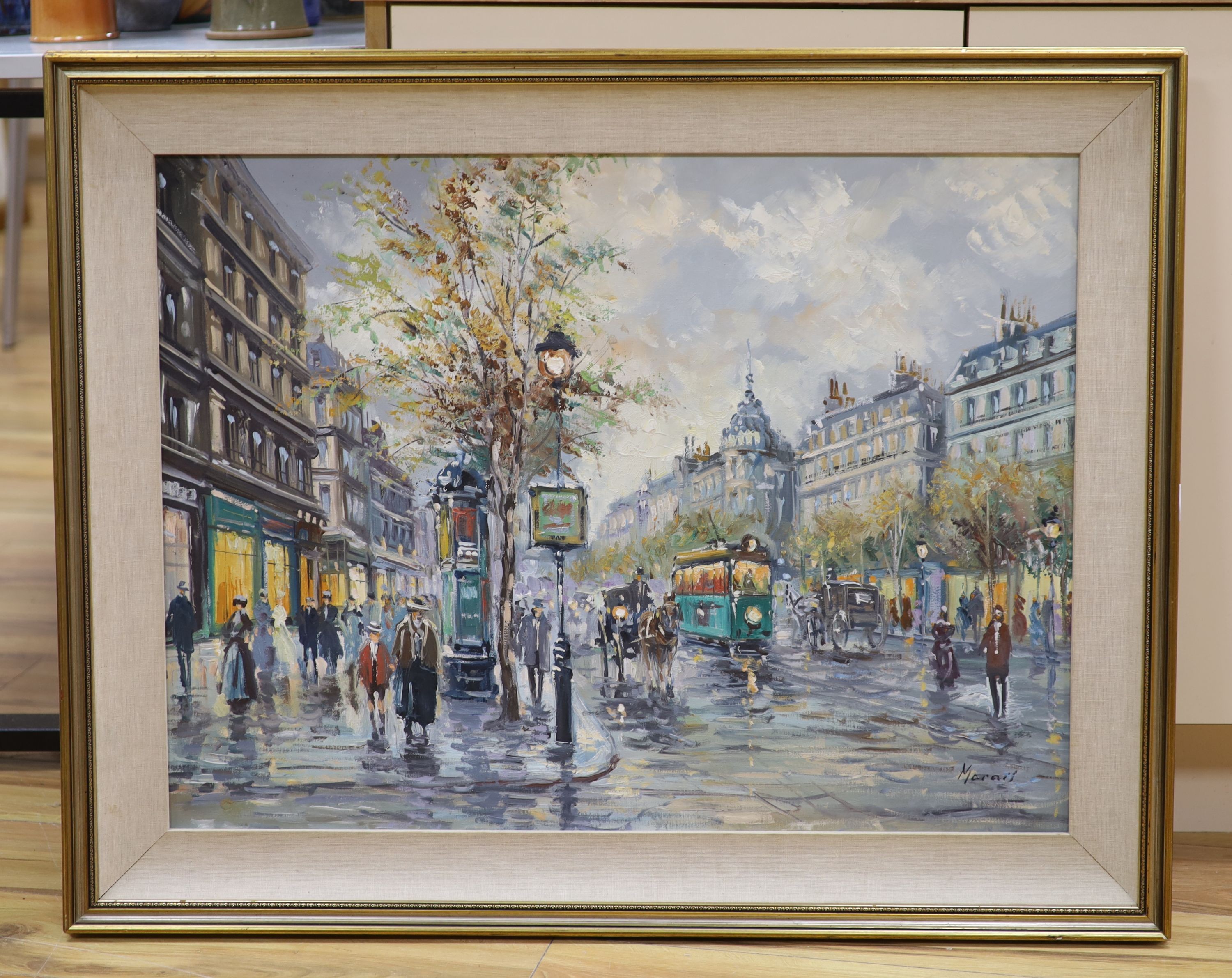 Marais, oil on canvas, Paris street scene, signed, 60 x 80cm